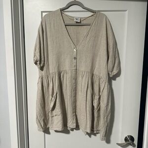 Princess Polly Cream Button-Down Tunic